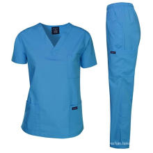 Lasheen Two Pieces high quality Hospital Uniforms Women and Man Nursing Scrubs Suit Beauty Salon Work Cloth Scrubs Set